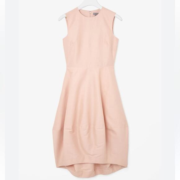 COS Light Peach Bubble Hem Midi Dress size 8 - Picture 1 of 9